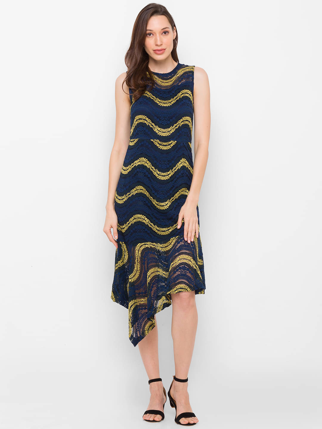     			Globus - Navy Blue Cotton Blend Women's A- line Dress ( Pack of 1 )