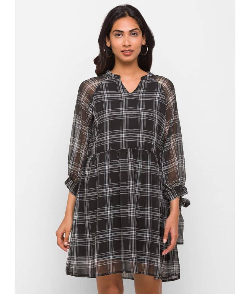 Globus - Navy Blue Polyester Women's Fit And Flare Dress ( Pack of 1 )     			Globus - Navy Blue Polyester Women's Fit And Flare Dress ( Pack of 1 )