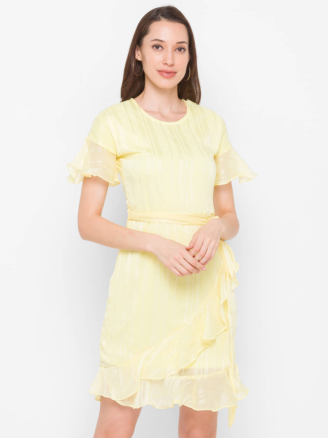 Globus - Yellow Cotton Blend Women's A- line Dress ( Pack of 1 )