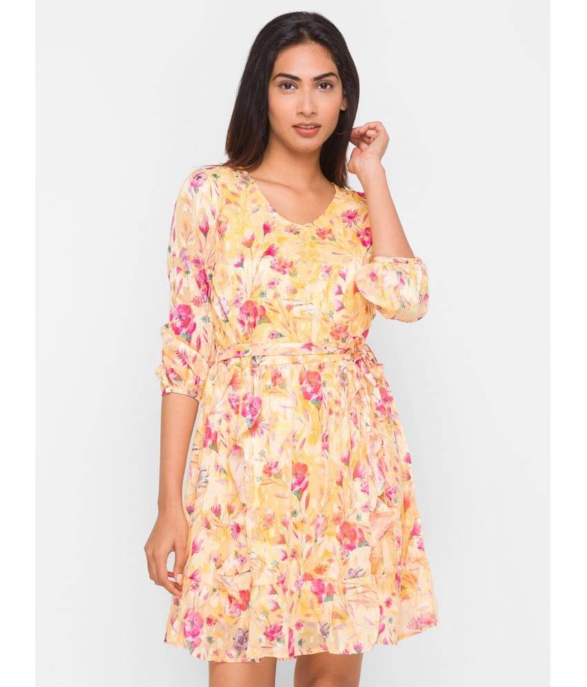     			Globus - Yellow Polyester Women's Fit And Flare Dress ( Pack of 1 )