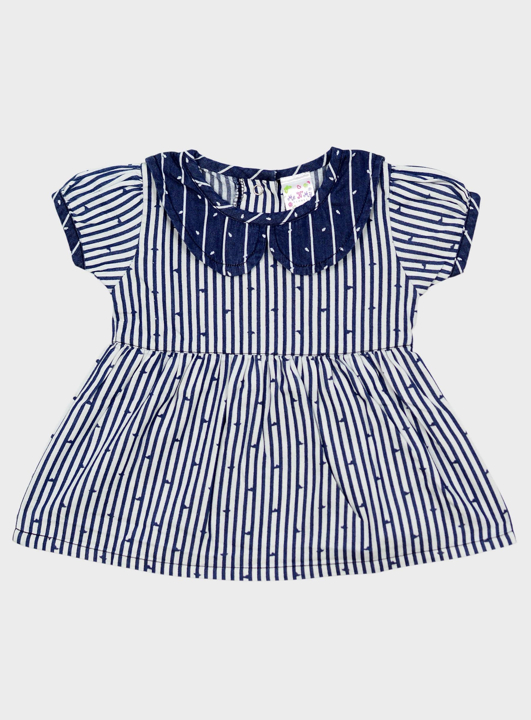 Me N My CLOSET Pack of 1 Baby Girls Cotton Frock ( Blue )