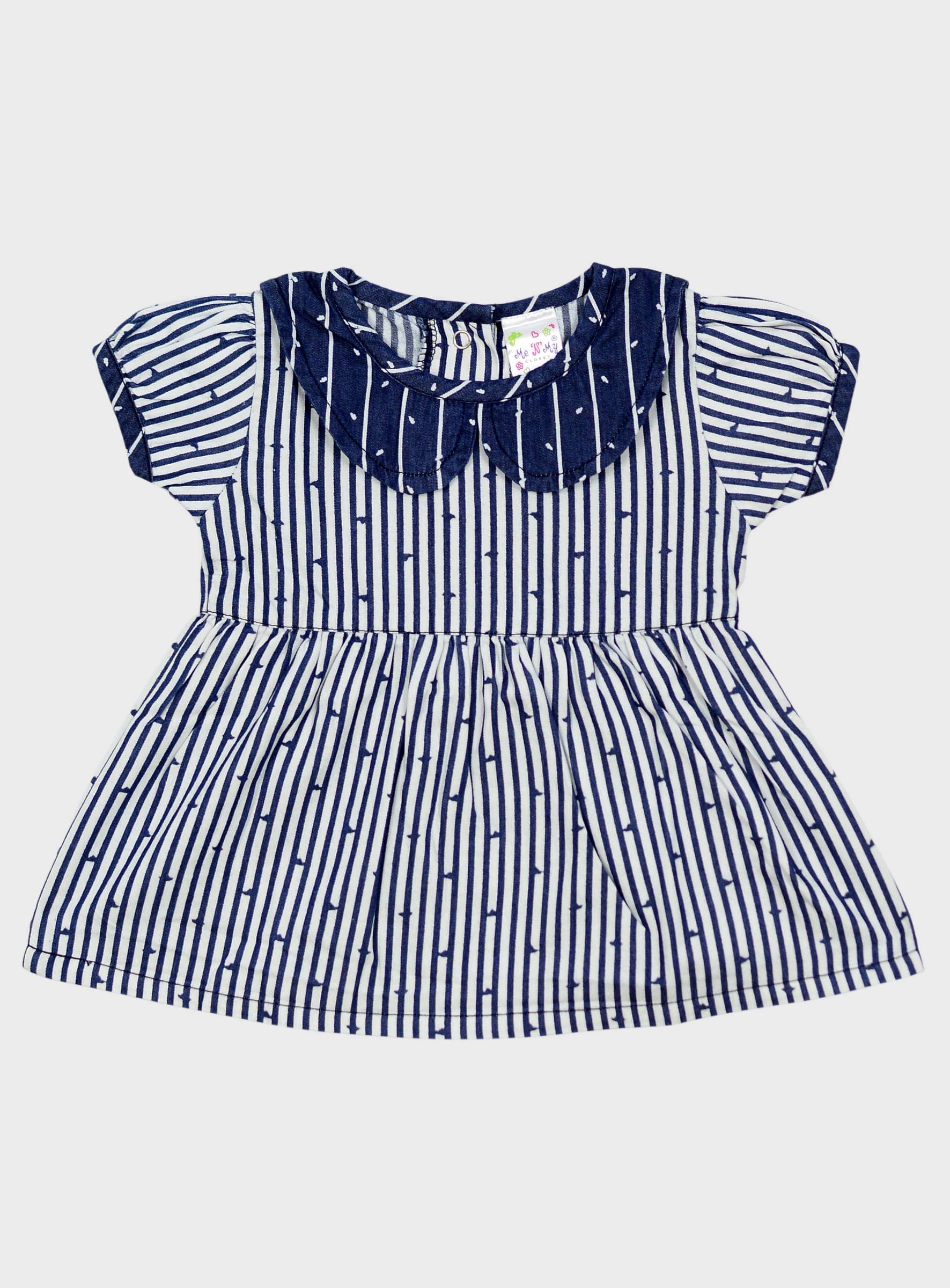     			Me N My CLOSET Pack of 1 Baby Girls Cotton Frock ( Blue )