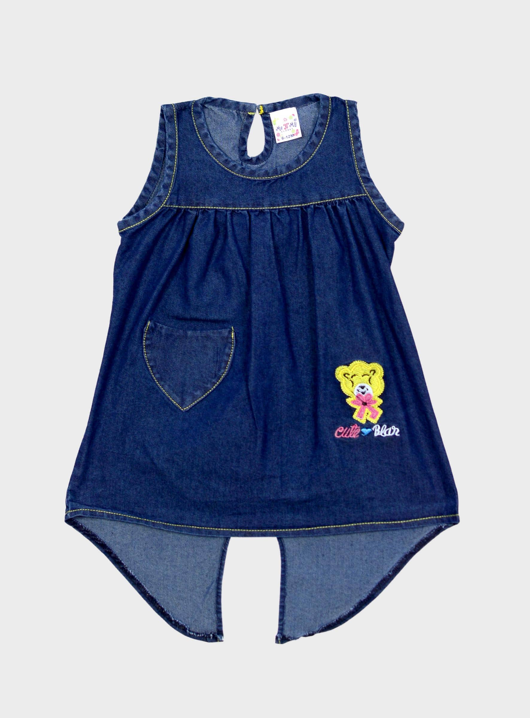 Me N My CLOSET Pack of 1 Baby Girls Denim Frock ( Blue )