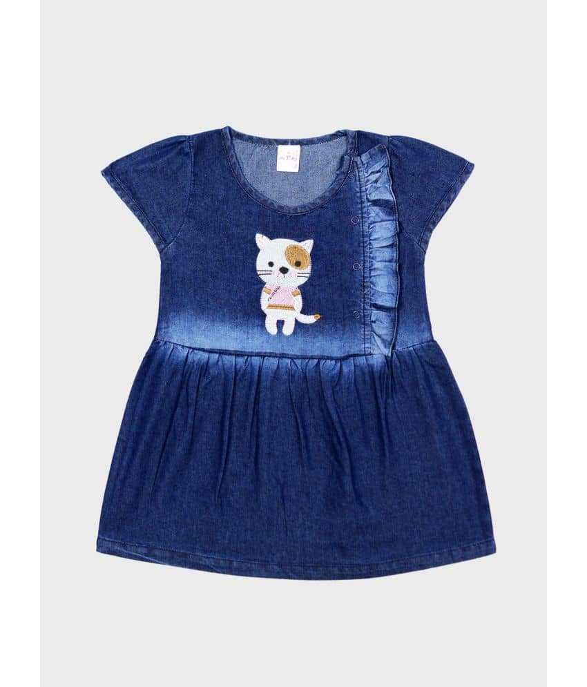 Me N My CLOSET Pack of 1 Baby Girls Denim Frock ( Blue )