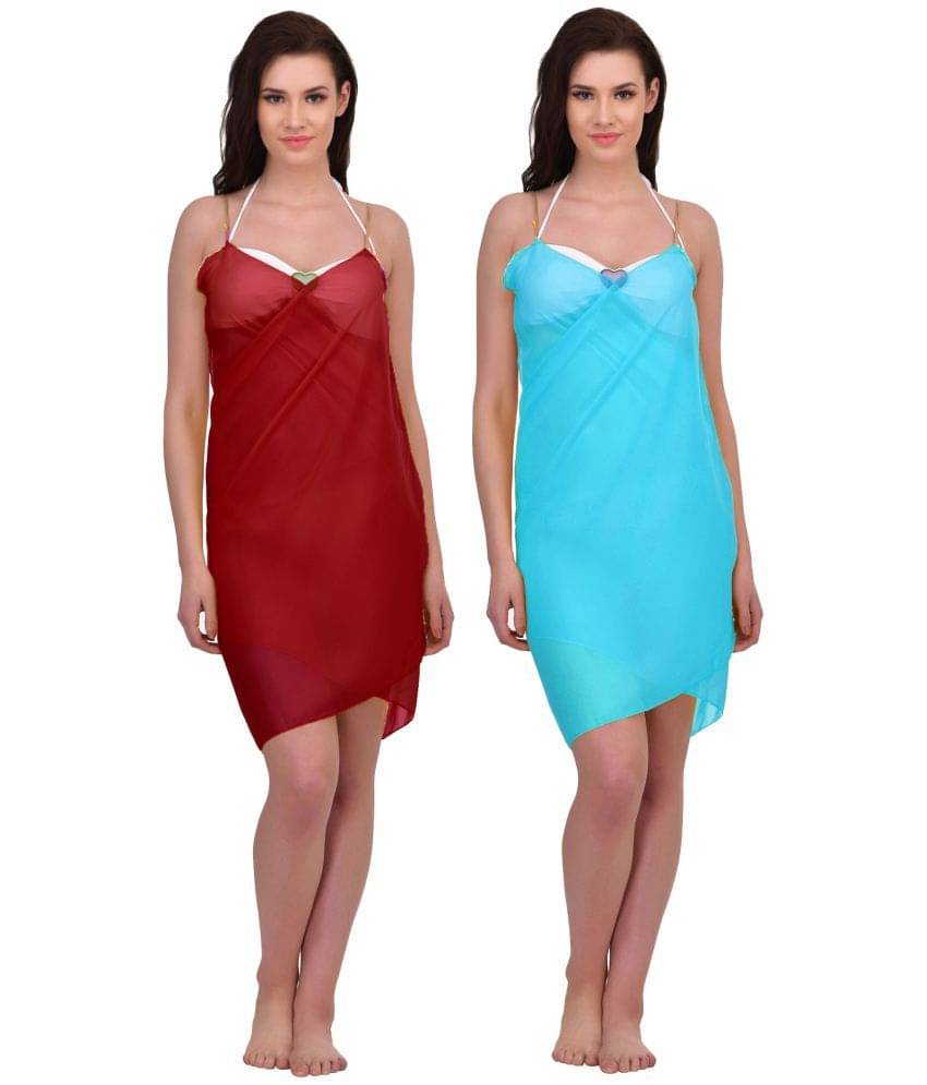     			N-Gal Georgette Multi Color Sarongs - Pack of 2