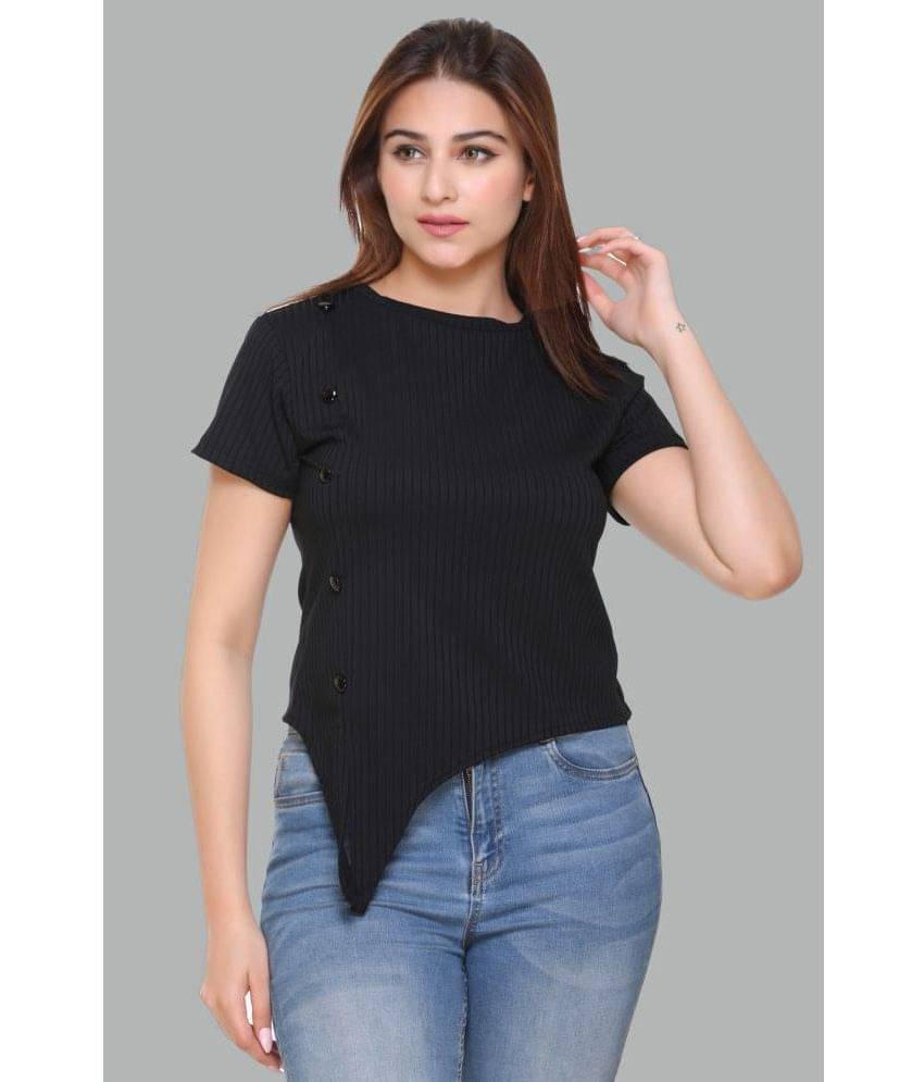 RF RAVES Women's Polyester Asymmetrical Top ( Black ) RF RAVES Women's Polyester Asymmetrical Top ( Black )