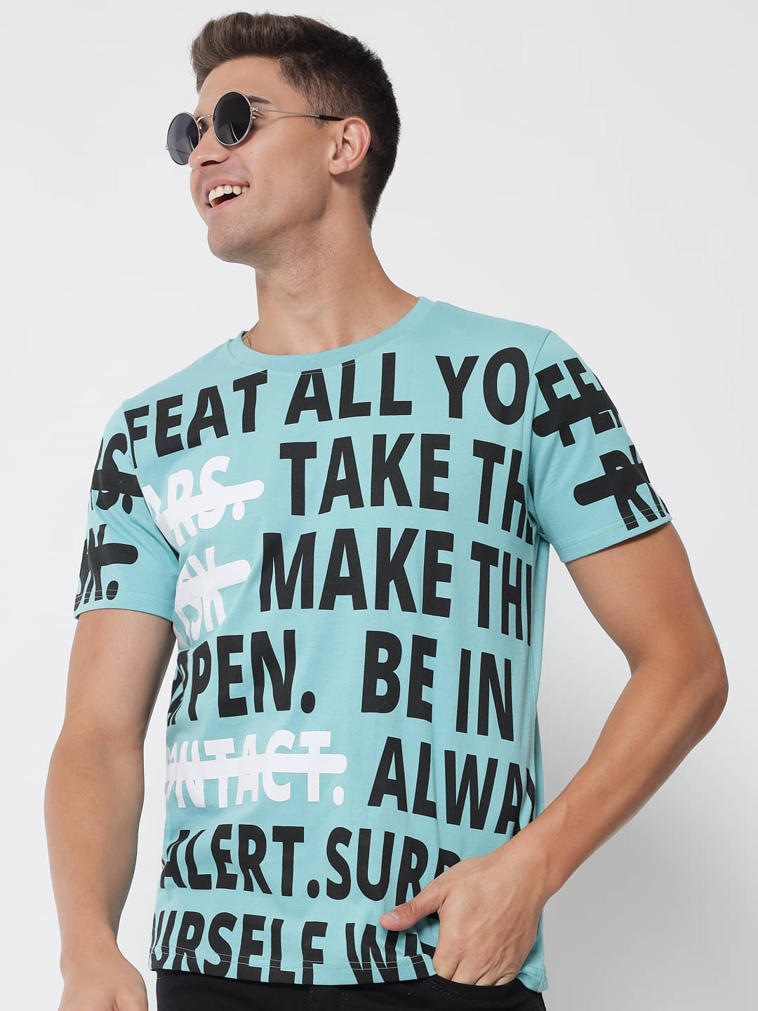     			The Dry State - Blue Cotton Regular Fit Men's T-Shirt ( Pack of 1 )