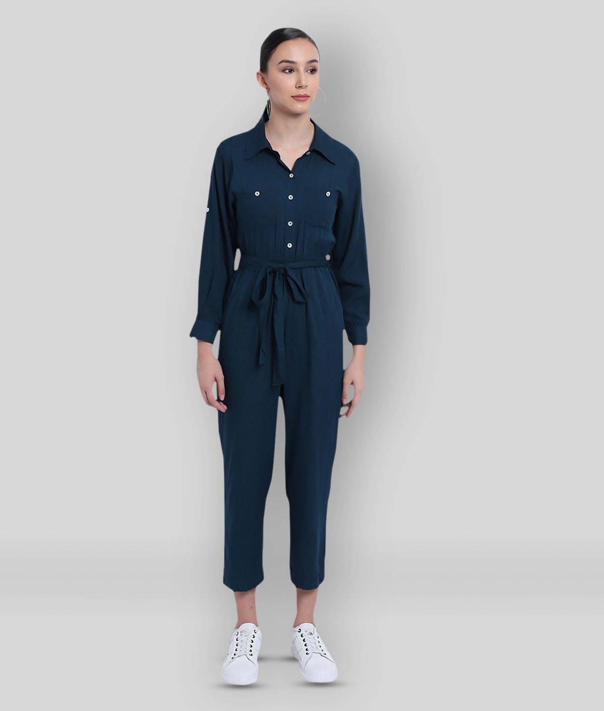     			The Dry State - Navy Blue Rayon Regular Fit Women's Jumpsuit ( Pack of 1 )