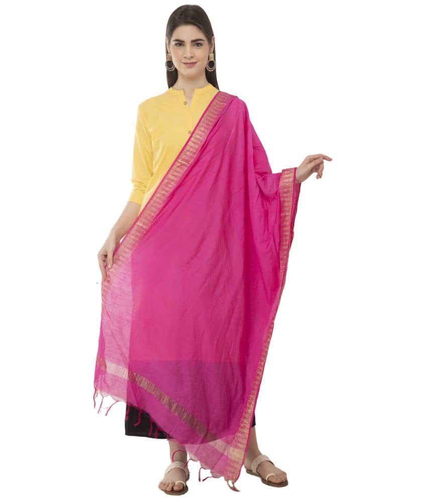 A R Silk - Pink Cotton Women's Dupatta - ( Pack of 1 ) - Dupattas & Shawls | Buy online on ZillyBuy