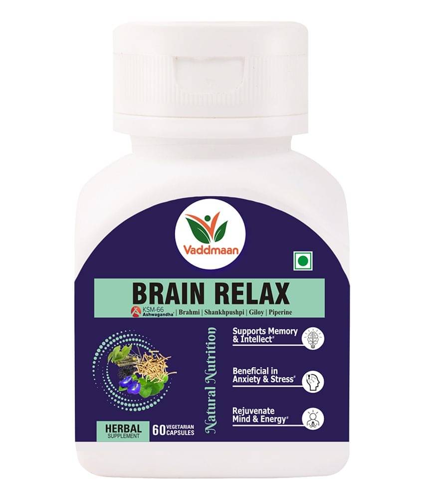 Vaddmaan Brain Relax - 60 Capsules| Brahmi | Shankhpushpi | KSM-66 Ashwagandha | Giloy | Mind Rejuvenation | Cognitive Wellness     			Vaddmaan Brain Relax - 60 Capsules| Brahmi | Shankhpushpi | KSM-66 Ashwagandha | Giloy | Mind Rejuvenation | Cognitive Wellness