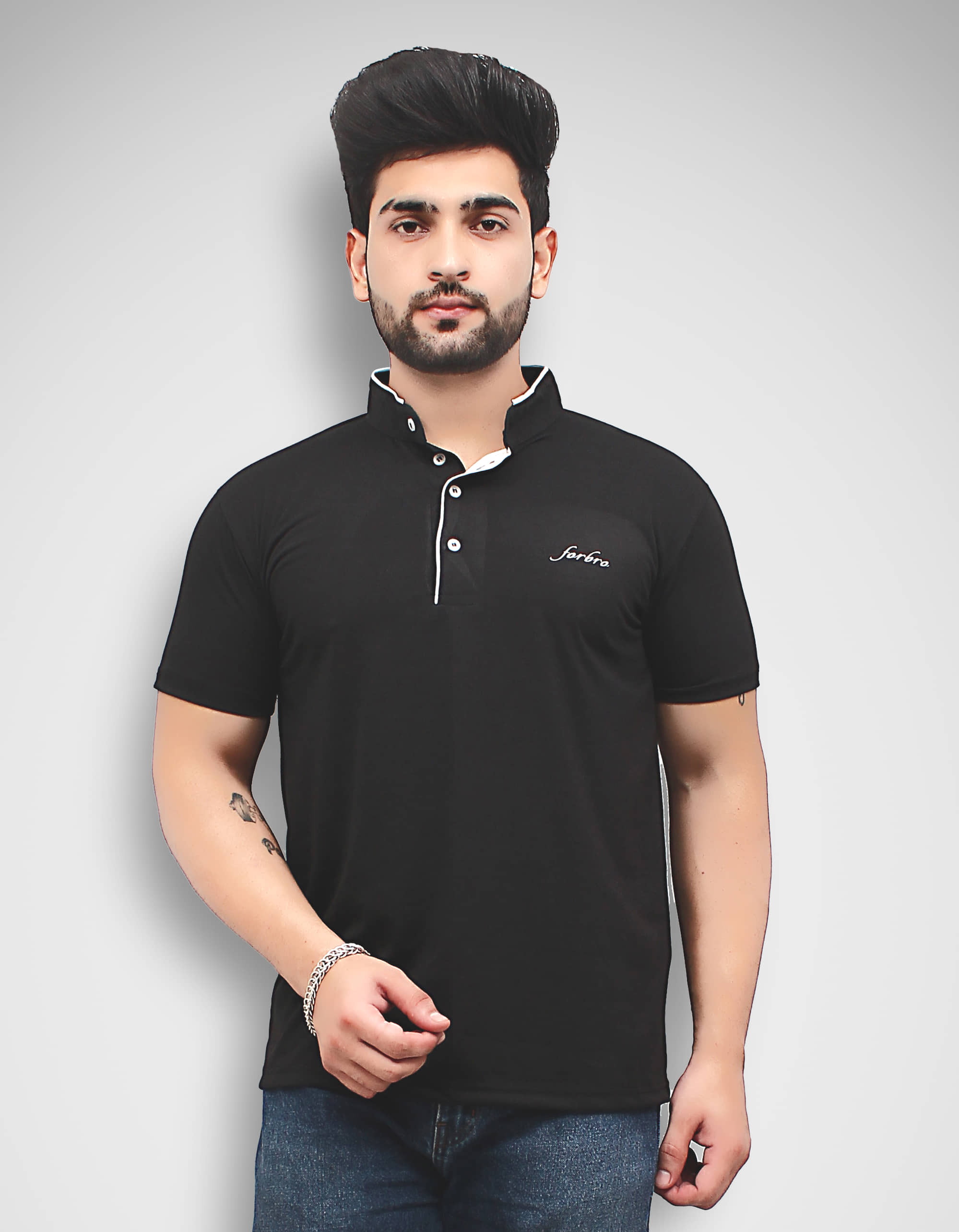 Forbro - Black Cotton Blend Regular Fit Men's T-Shirt ( Pack of 1 )
