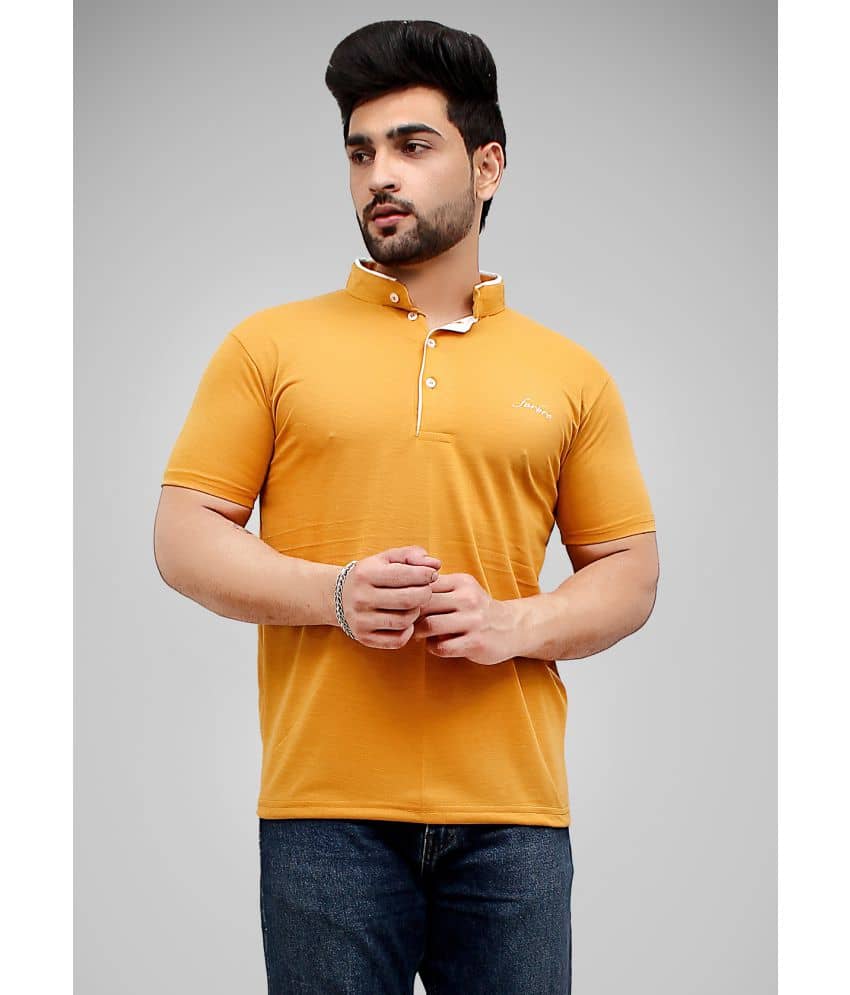 Forbro Pack of 1 Cotton Blend Regular Fit Men's T-Shirt ( Mustard )