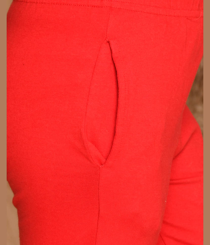 Kids Cave Pack of 1 Girls Cotton Capris ( Red )