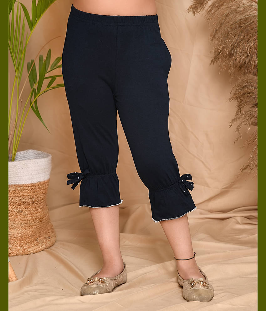 Kids Cave Pack of 1 Girls Cotton Capris ( Blue )