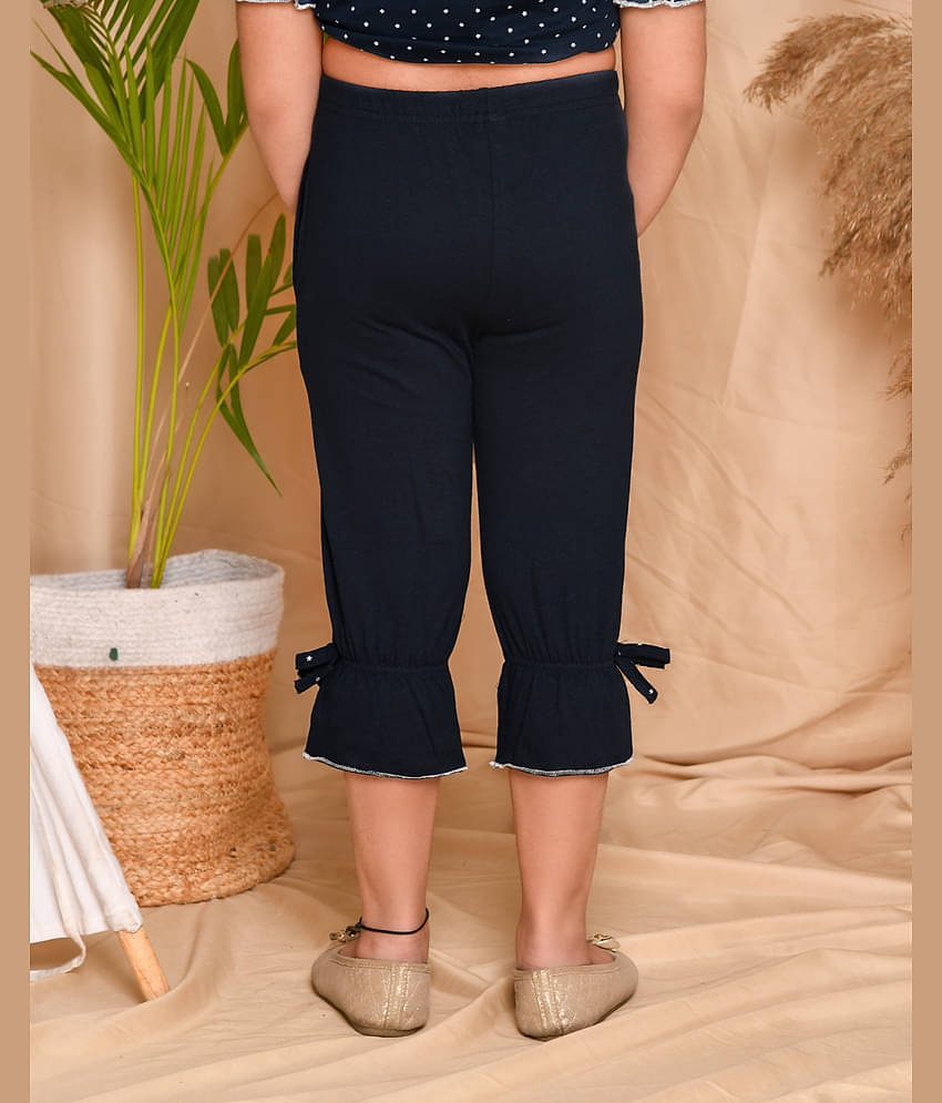 Kids Cave Pack of 1 Girls Cotton Capris ( Blue )