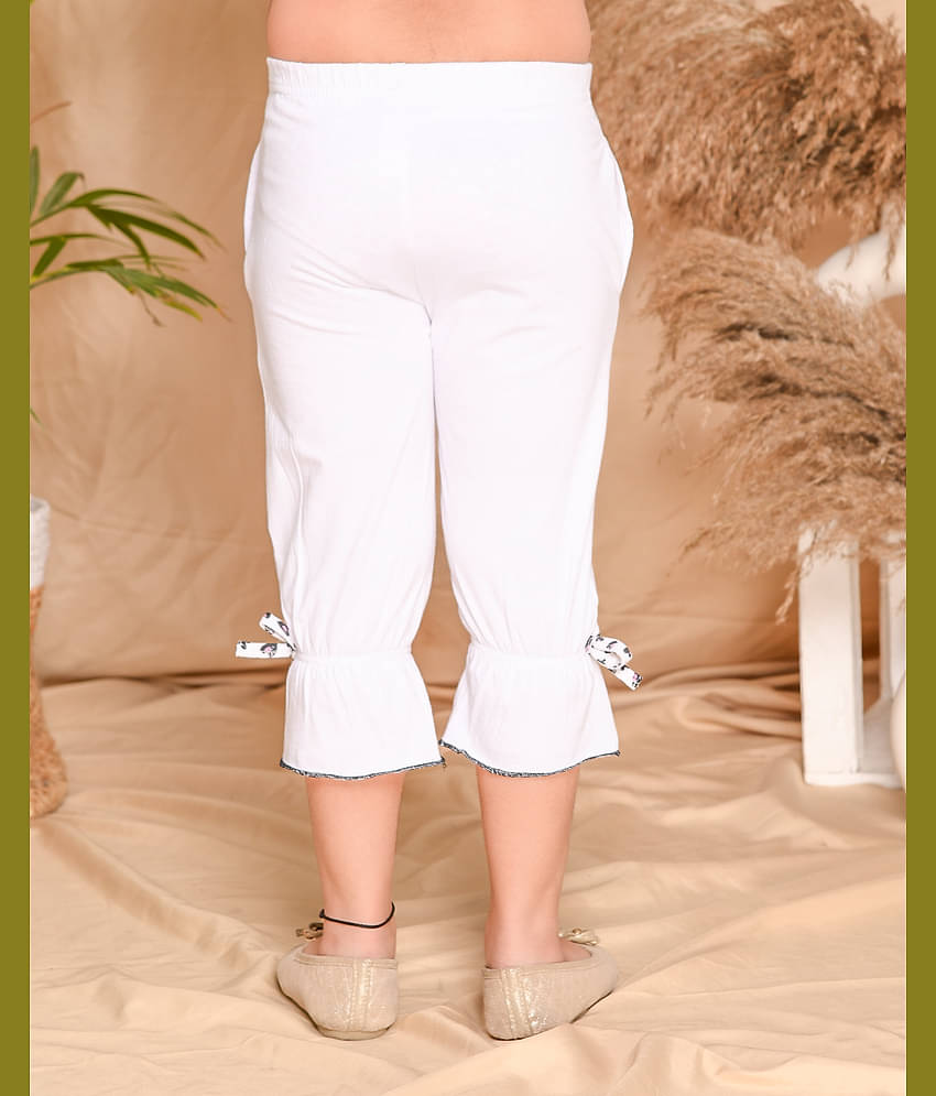 Kids Cave Pack of 1 Girls Cotton Capris ( White )