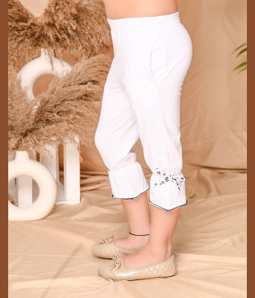 Kids Cave Pack of 1 Girls Cotton Capris ( White )