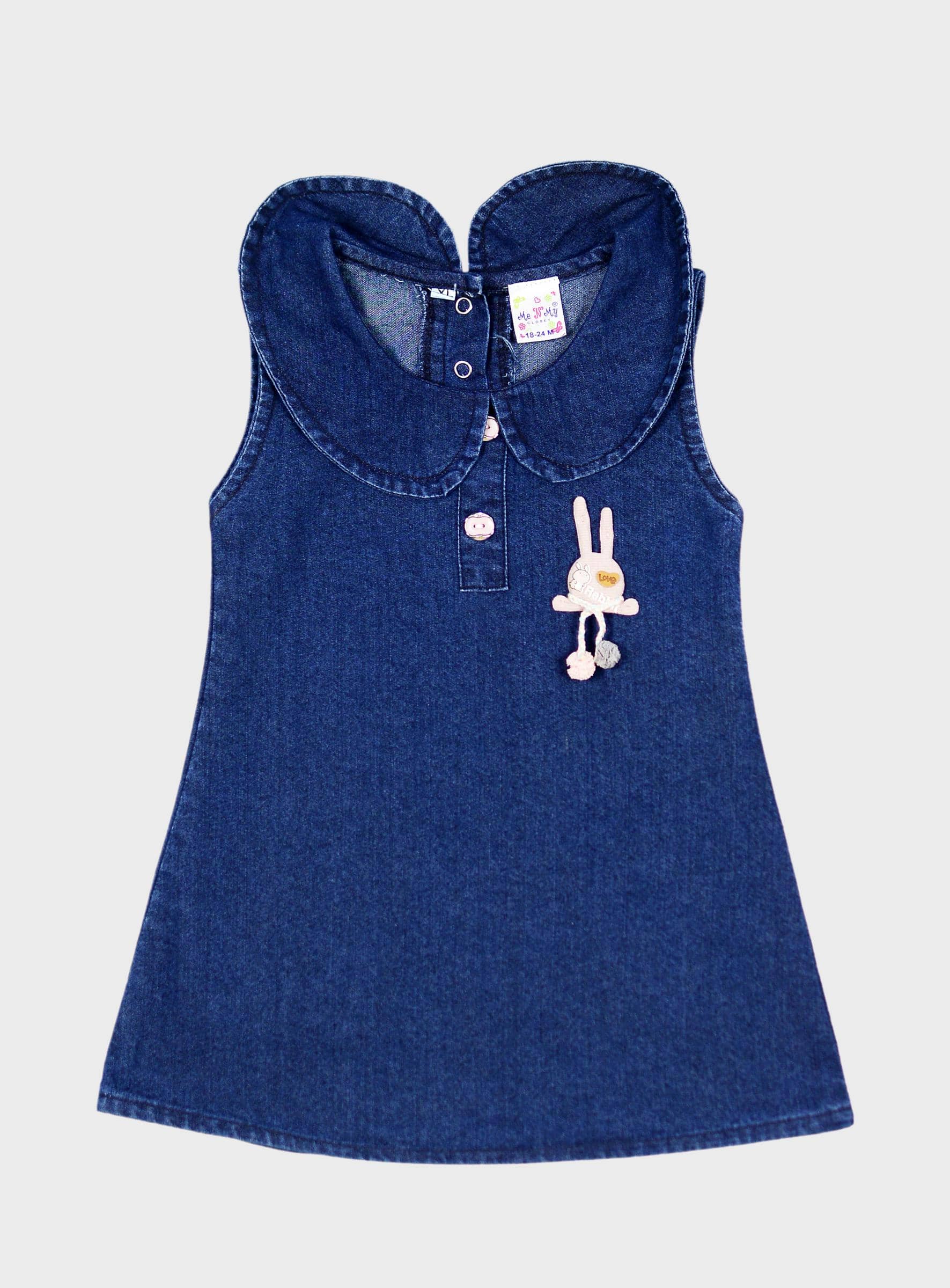 Me N My CLOSET Denim Frock For Girls ( Pack of 1 , Blue )