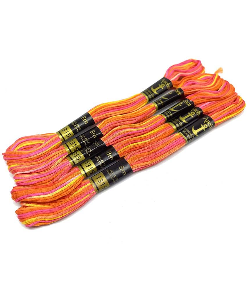 PRANSUNITA Anchor Stranded Multi Shaded - 6 Strand Cross-Stitch Hand Embroidery Stranded Multicolor Cotton Craft Sewing Floss Thread, Pack of 5 pcs - Stationery | Buy online on ZillyBuy
