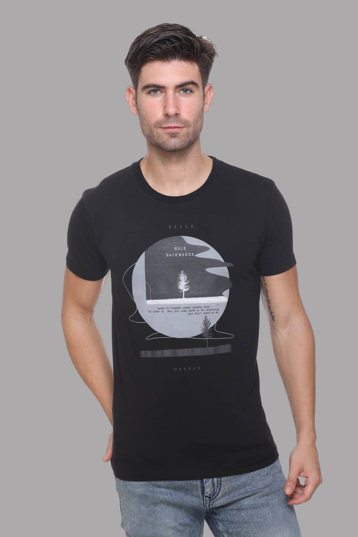 RF RAVES - Black Cotton Blend Regular Fit Men's T-Shirt ( Pack of 1 )
