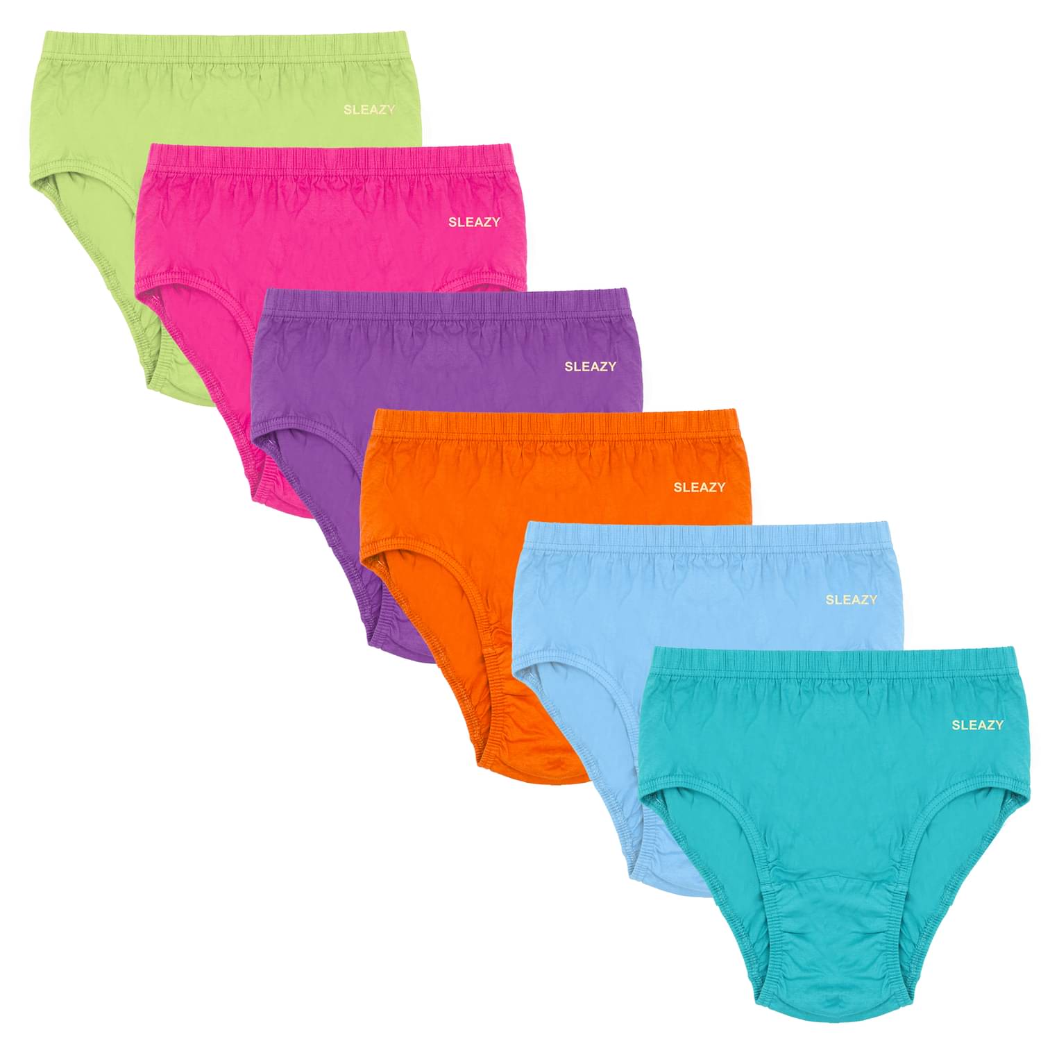 Sleazy Pack of 6 Cotton Solid Women's Briefs ( Multi Color ) Sleazy Pack of 6 Cotton Solid Women's Briefs ( Multi Color )