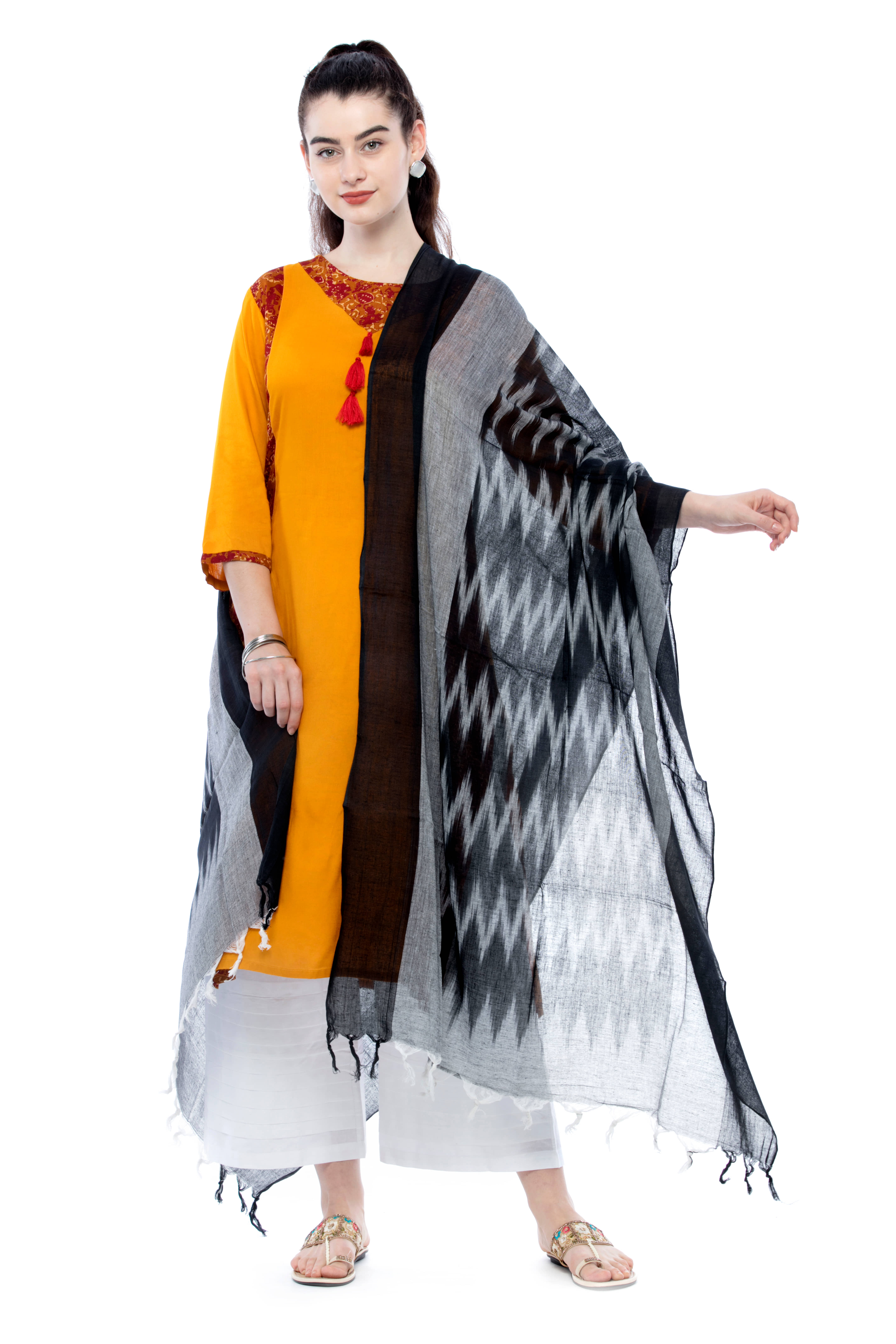 A R Silk - Black Cotton Women's Dupatta - ( Pack of 1 ) - Dupattas & Shawls | Buy online on ZillyBuy