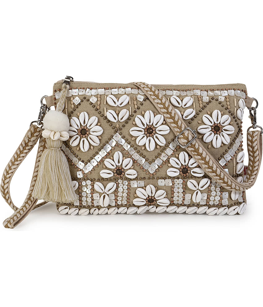 Anekaant Beige Canvas Sling Bag - Handbags | Buy online on ZillyBuy