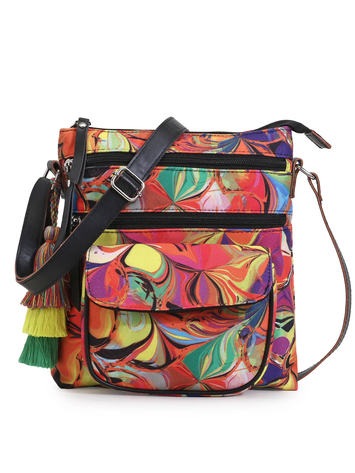     			Anekaant Black Cotton Sling Bag