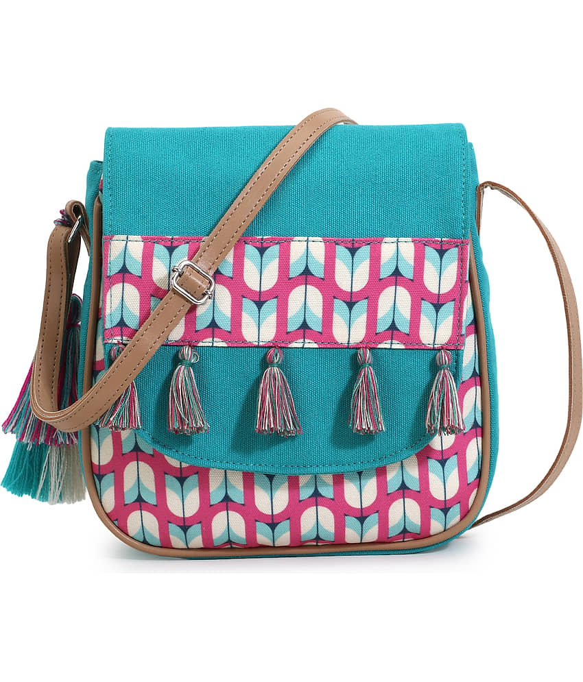 Anekaant Green Cotton Sling Bag - Handbags | Buy online on ZillyBuy