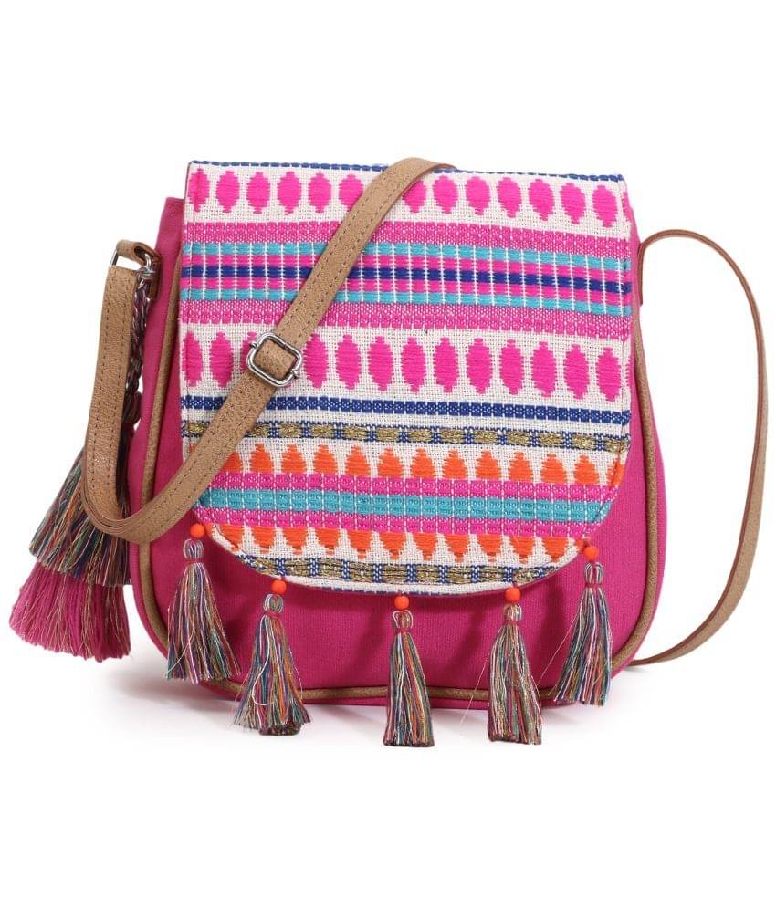     			Anekaant Pink Polyster Sling Bag