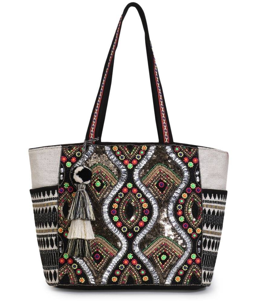     			Anekaant White Canvas Tote Bag