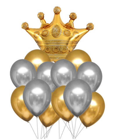 Blooms Mall Crown Theme Party Decoration Chrome Balloons kit for Wedding Birthday Anniversary Ring Ceremony Party Decorations Silver & Gold Pack of 11 Pcs Blooms Mall Crown Theme Party Decoration Chrome Balloons kit for Wedding Birthday Anniversary Ring Ceremony Party Decorations Silver & Gold Pack of 11 Pcs