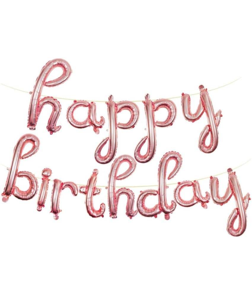     			Blooms Mall Cursive Foil Letters  happy birthday Foil Balloon (Rose gold