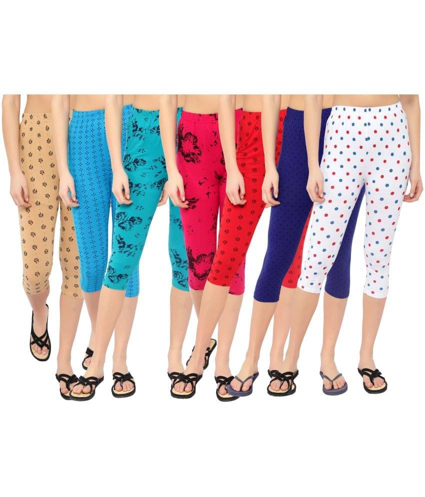    			Diaz Multi Cotton Lycra Printed Capri - Pack of 7