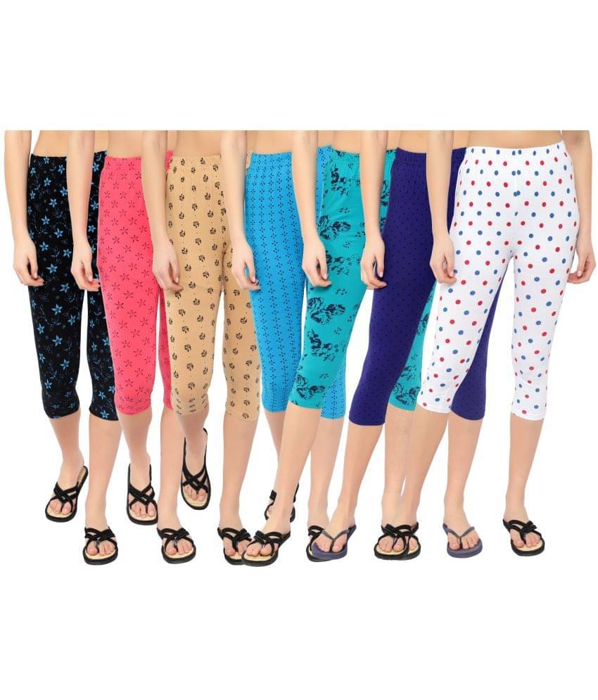     			Diaz Multi Cotton Lycra Printed Capri - Pack of 7