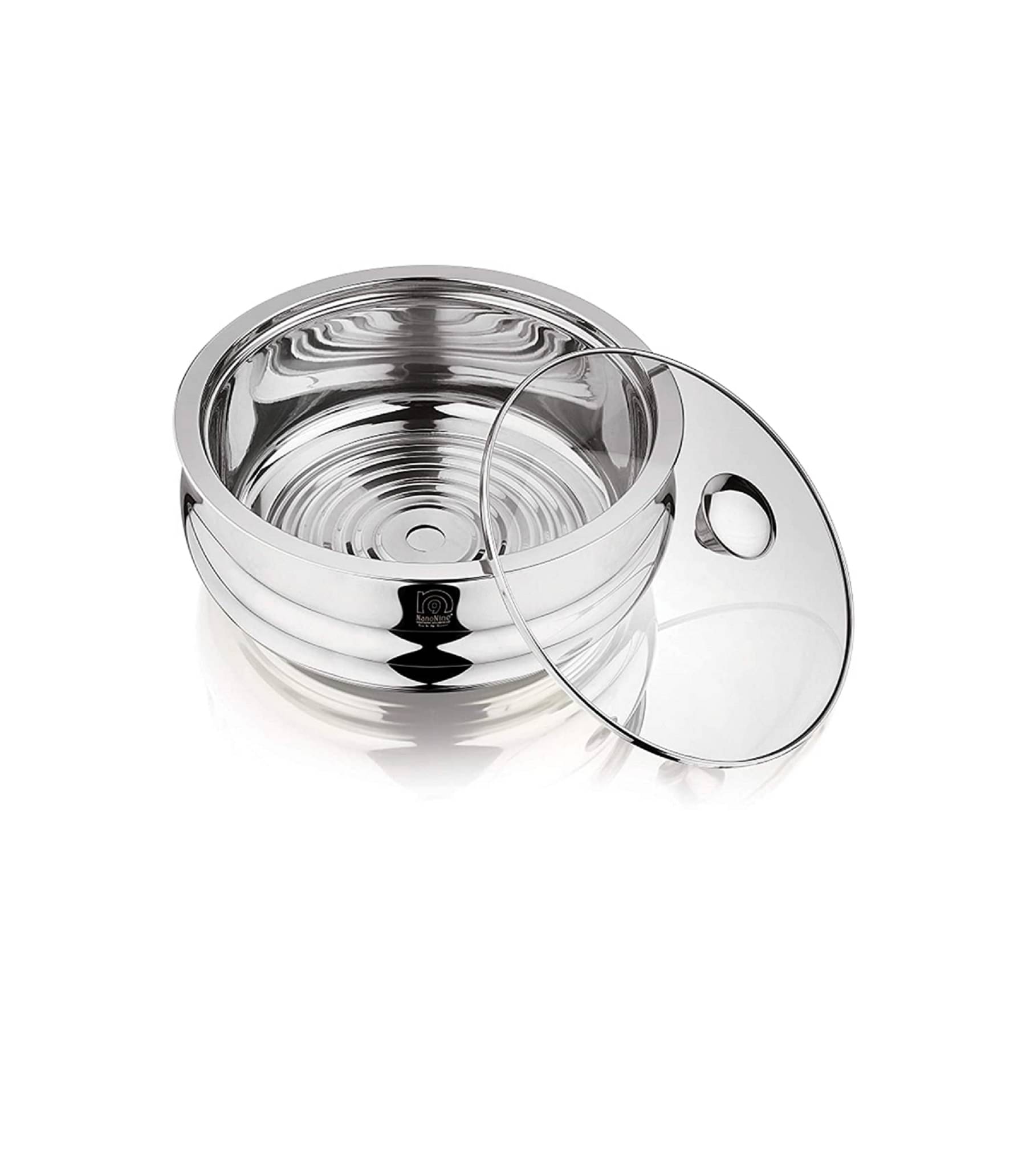 Nanonine Chapati Server Belly Double Wall Insulated Stainless Steel Serve Fresh Casserole With Steel Coaster And Glass Lid, 750 Ml, 1 Pc Nanonine Chapati Server Belly Double Wall Insulated Stainless Steel Serve Fresh Casserole With Steel Coaster And Glass Lid, 750 Ml, 1 Pc