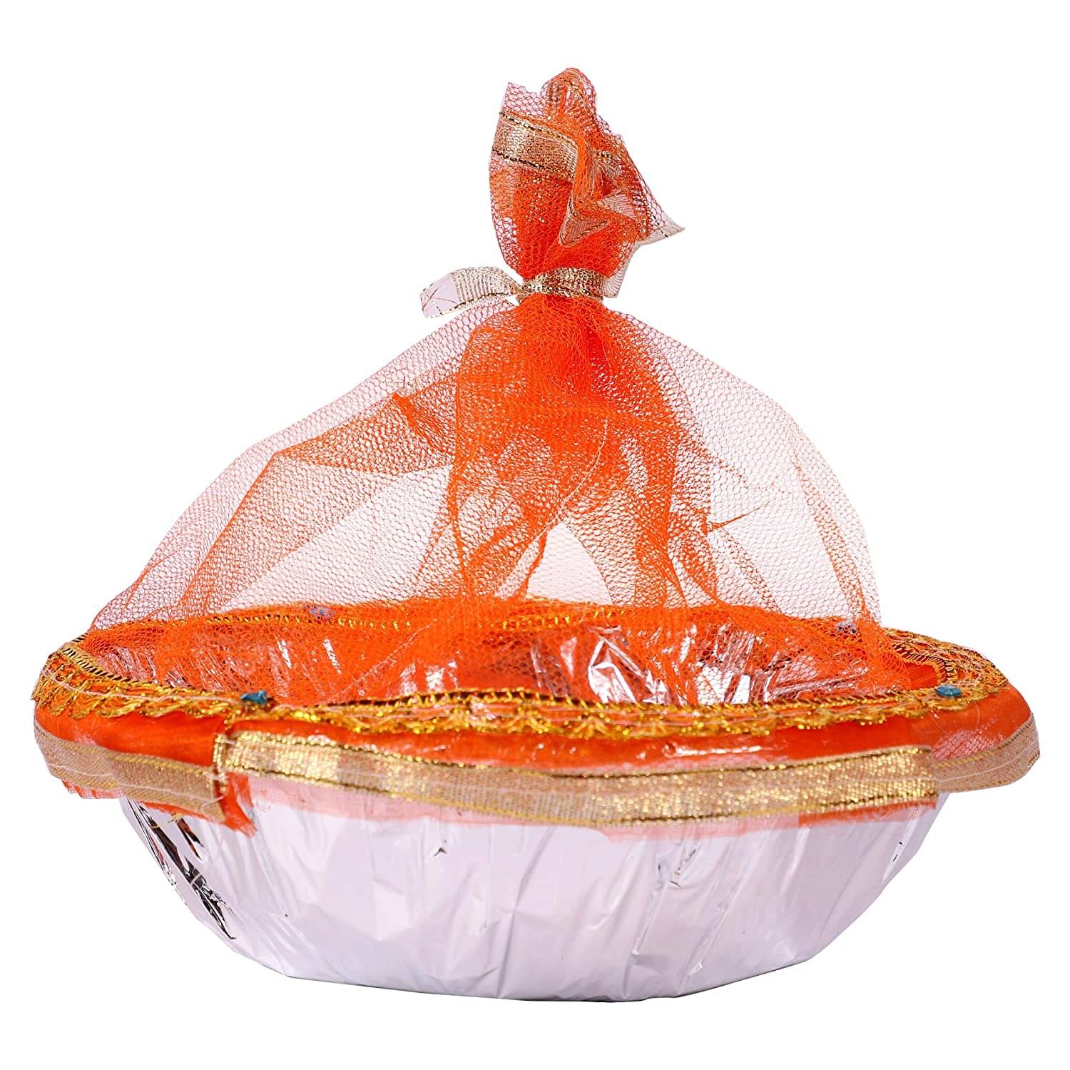     			PRANSUNITA Handmade Decorated Gift Basket with Readymade Net Packing – (Size 9 inch round) - Fancy Gift Packaging for Room Hampers, Wedding Packing, Fruit, Dry fruit, Confectionary, Birthday, Baby Shower - Pack of 5 pcs