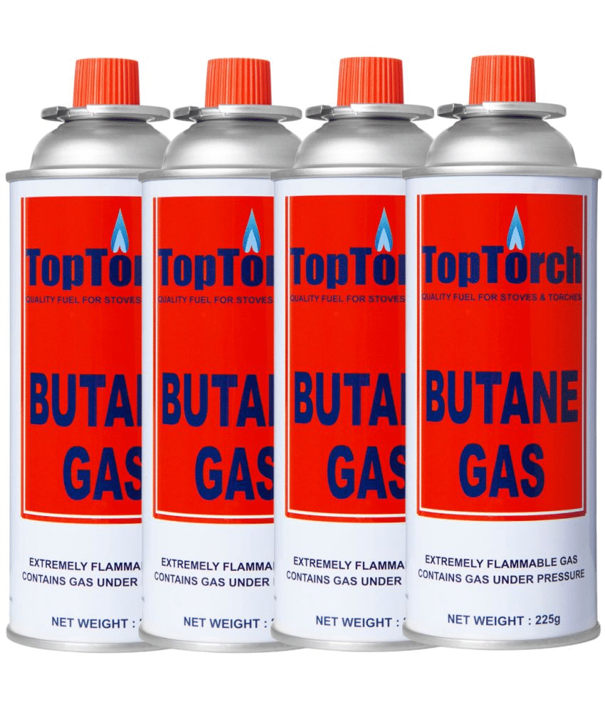 Top Torch Portable High Pressure flame Gas Canister 225g Can Easy to use Perfect Suitable to Small Stove, Flame Torch, Pack of 4 Top Torch Portable High Pressure flame Gas Canister 225g Can Easy to use Perfect Suitable to Small Stove, Flame Torch, Pack of 4