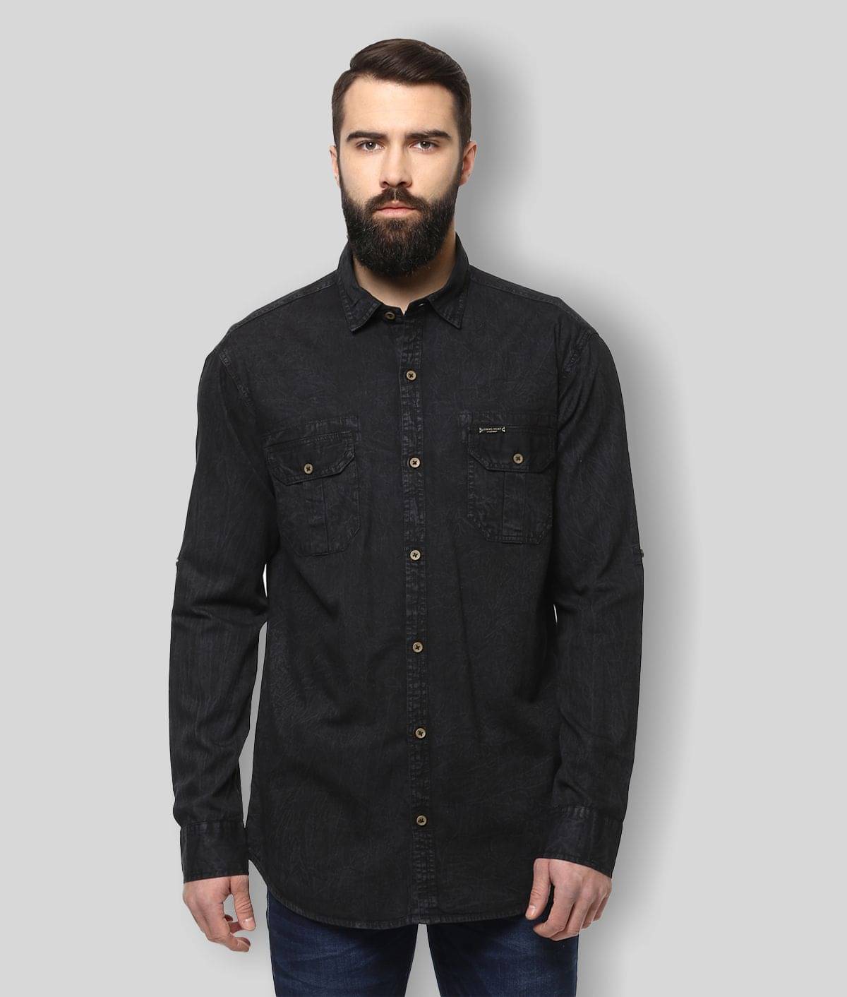     			Urbano Fashion - Black Denim Slim Fit Men's Casual Shirt (Pack of 1)