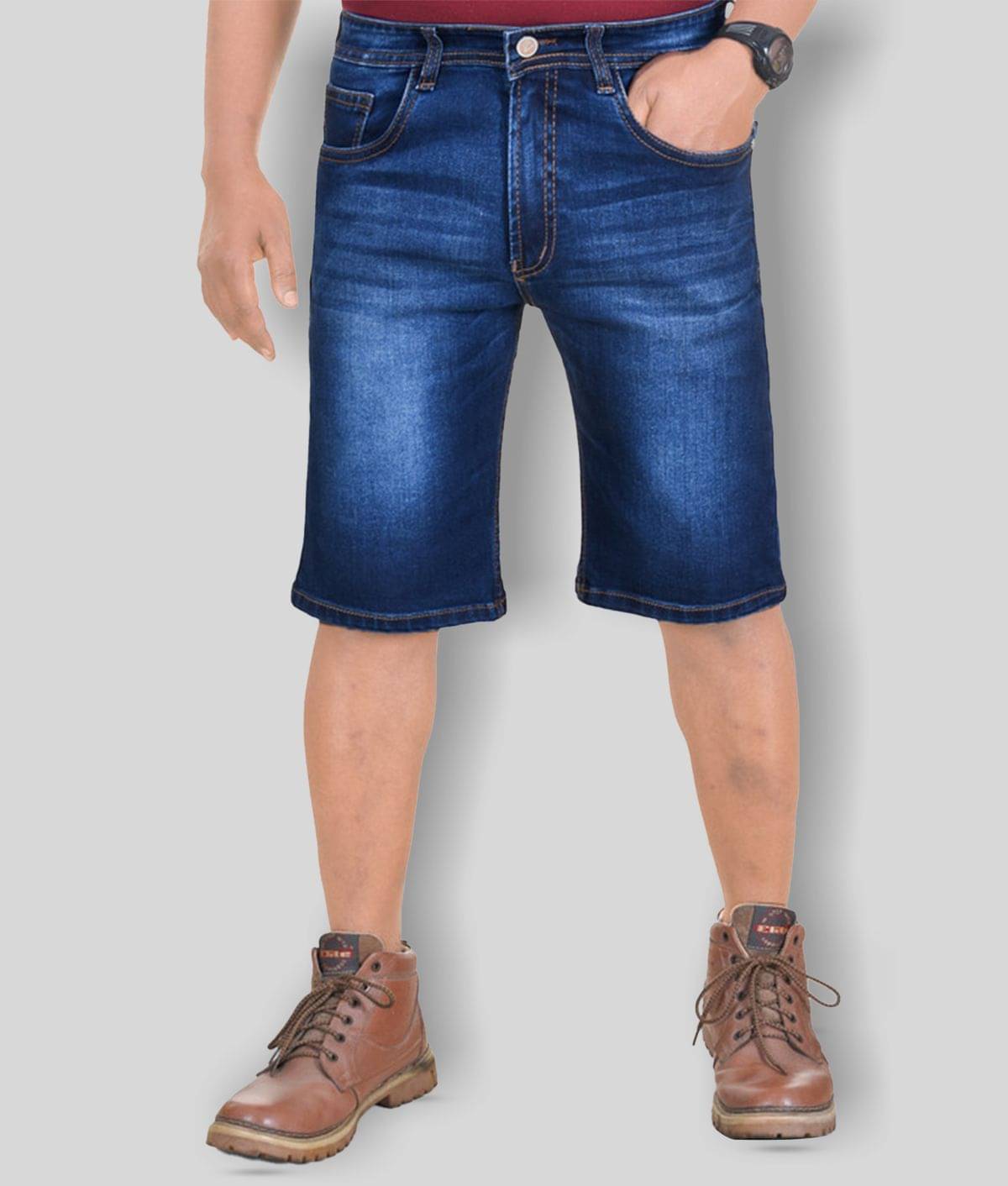plounge - Blue Cotton Blend Men's Shorts ( Pack of 1 )     			plounge - Blue Cotton Blend Men's Shorts ( Pack of 1 )