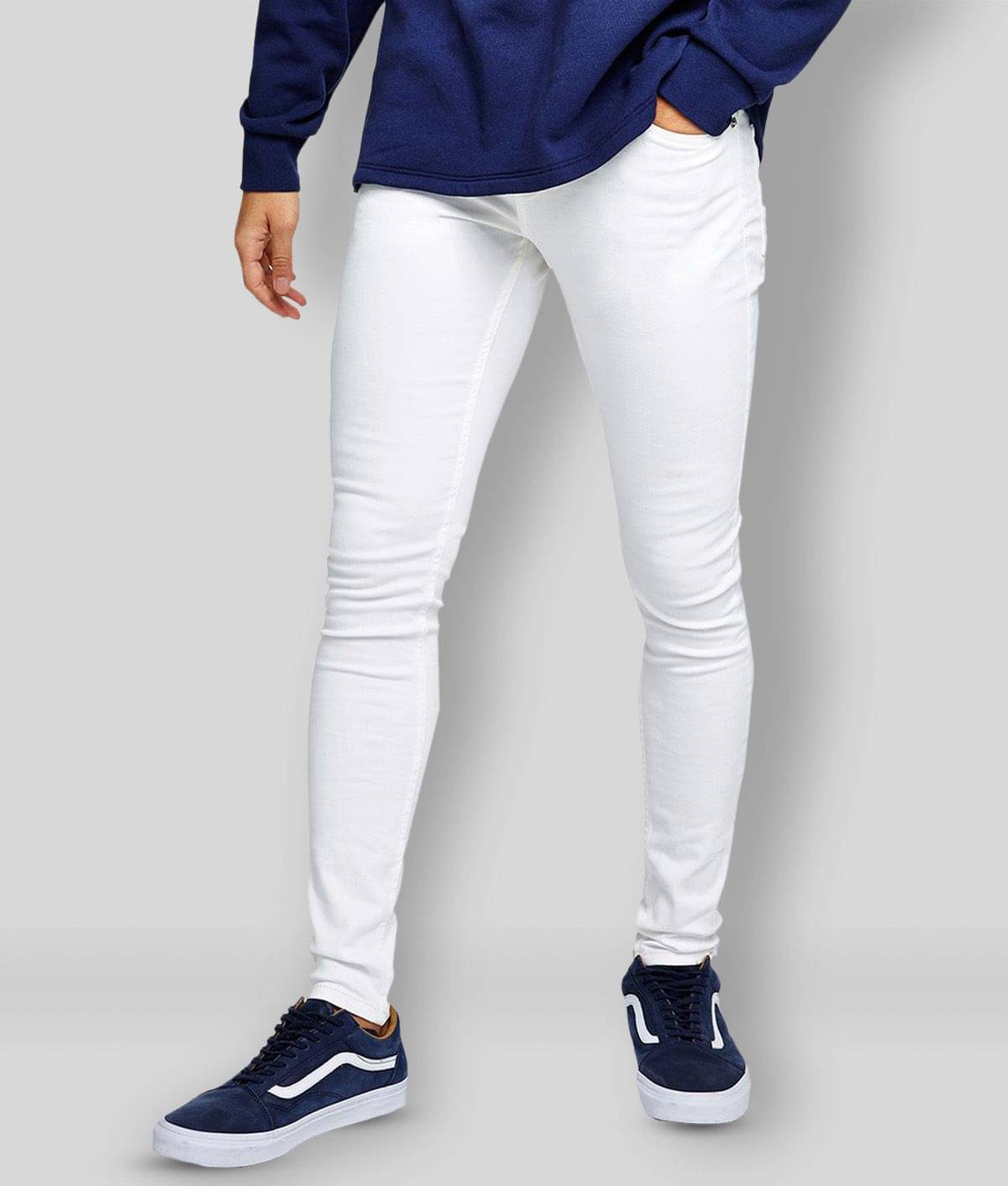     			Calcium - White Cotton Blend Slim Fit Men's Jeans ( Pack of 1 )