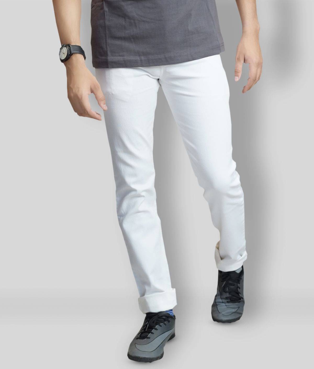     			HALOGEN - White Cotton Blend Slim Fit Men's Jeans ( Pack of 1 )