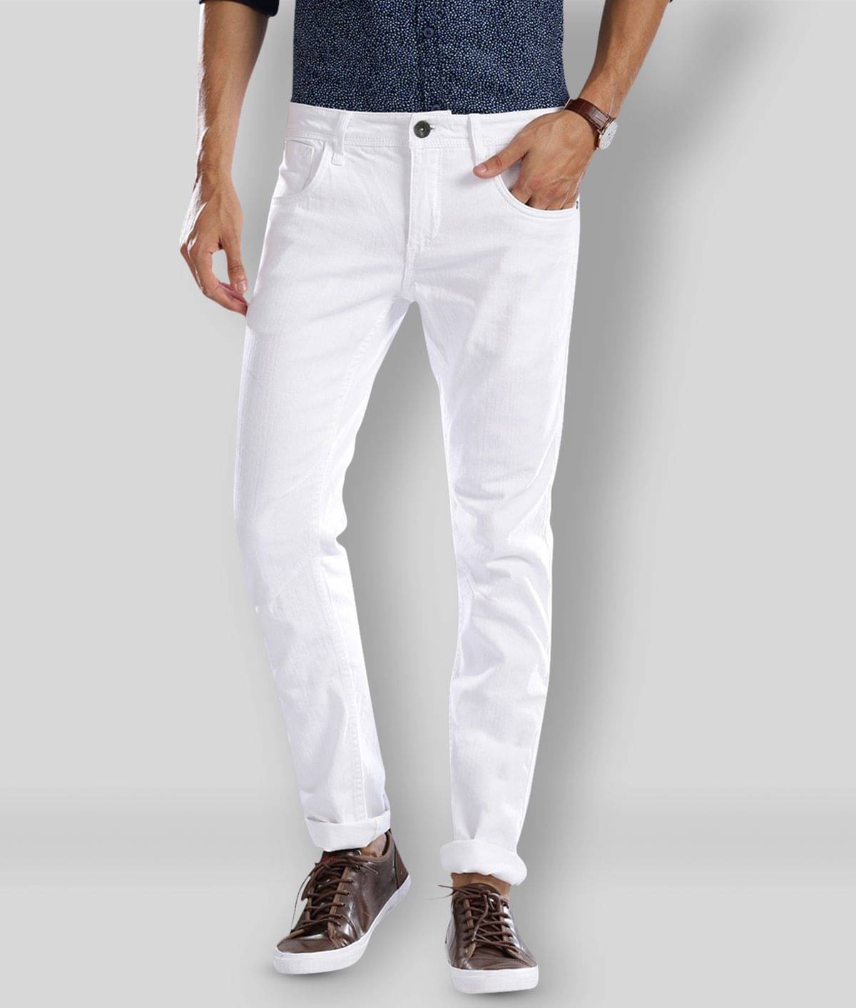     			HALOGEN - White Cotton Blend Slim Fit Men's Jeans ( Pack of 1 )