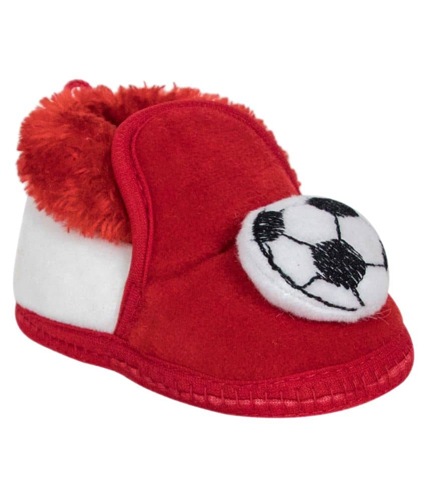 Neska Moda 6 To 9 Months Baby Boys & Girls Football And Lion Face Velvet Baby Booties (White,Red) -BT807 - Casual Shoes | Buy online on ZillyBuy