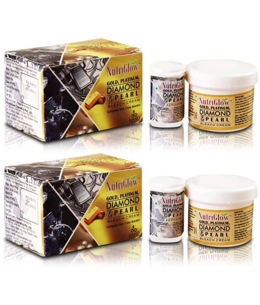 Nutriglow Gold Platinum Diamond and Pearl Facial Bleach Cream Each 43 g Pack of 2