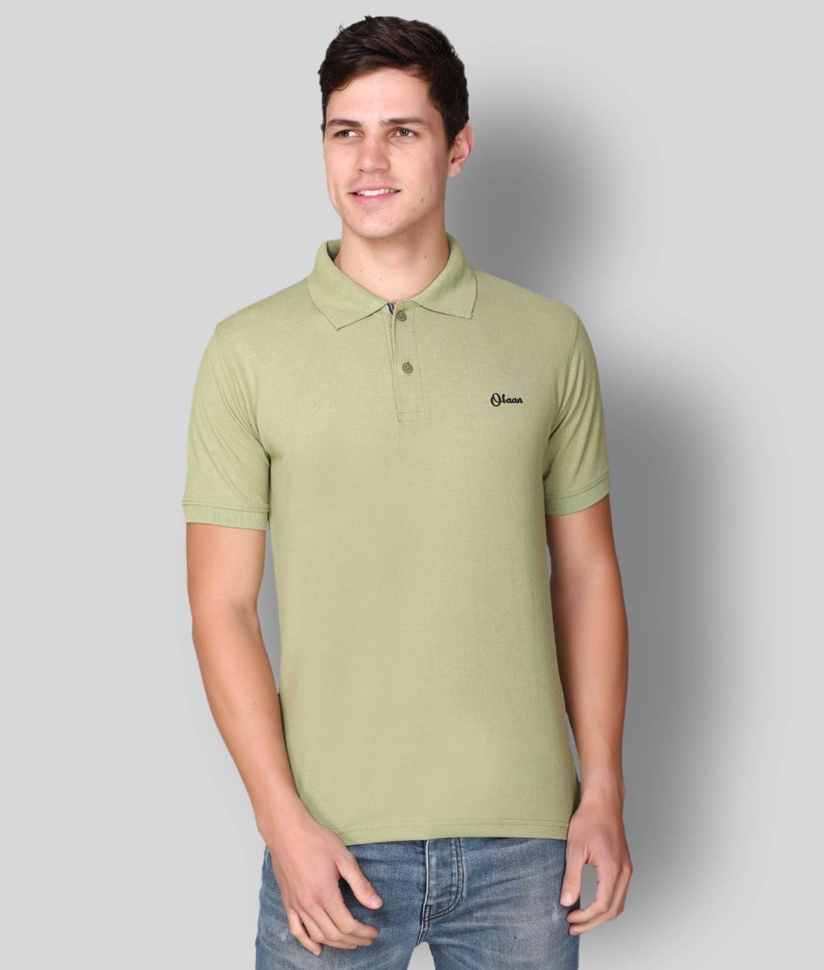 OBAAN Pack of 1 Cotton Blend Regular Fit Solid Half Sleeves Men's Polo T Shirt ( Green ) OBAAN Pack of 1 Cotton Blend Regular Fit Solid Half Sleeves Men's Polo T Shirt ( Green )