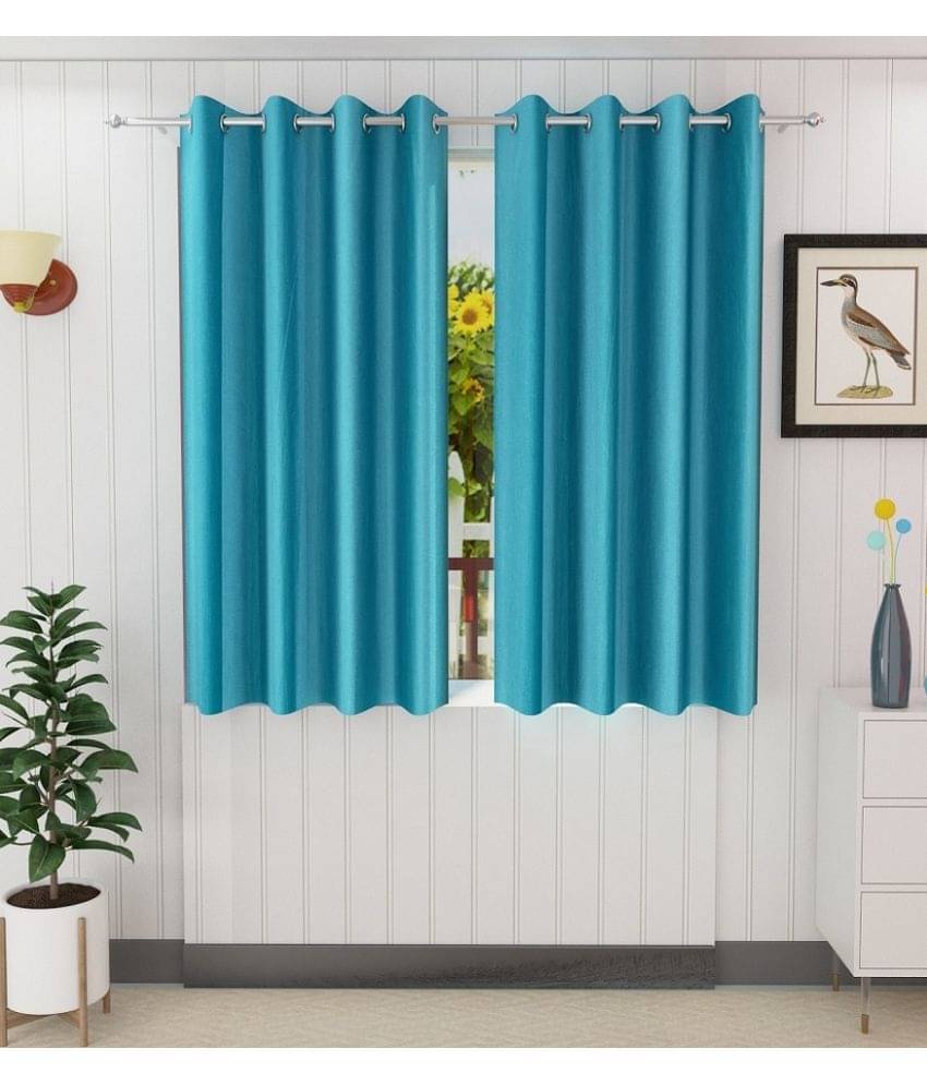 Panipat Textile Hub Solid Semi-Transparent Eyelet Door Curtain 7 ft Pack of 2 -Aqua Panipat Textile Hub Solid Semi-Transparent Eyelet Door Curtain 7 ft Pack of 2 -Aqua
