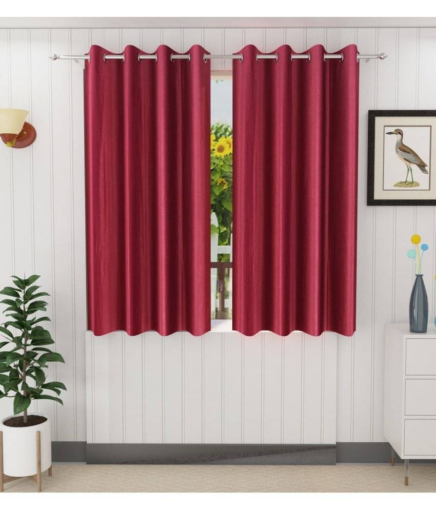 Panipat Textile Hub Solid Semi-Transparent Eyelet Door Curtain 7 ft Pack of 2 -Maroon Panipat Textile Hub Solid Semi-Transparent Eyelet Door Curtain 7 ft Pack of 2 -Maroon