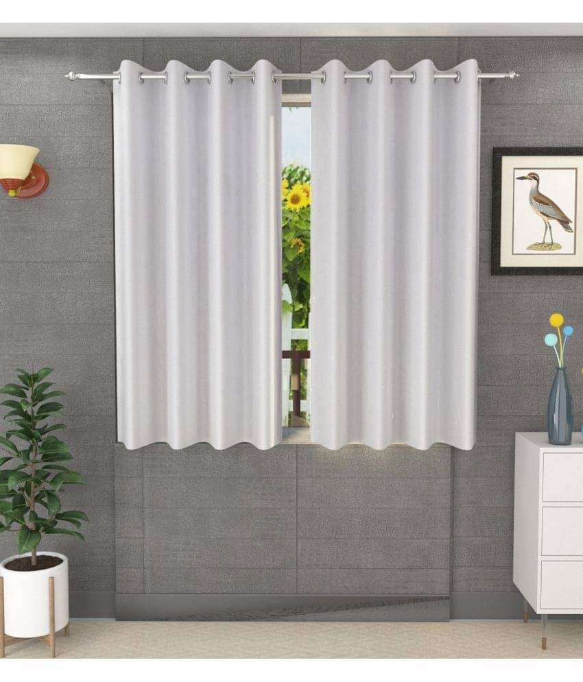 Panipat Textile Hub Solid Semi-Transparent Eyelet Door Curtain 7 ft Pack of 2 -White Panipat Textile Hub Solid Semi-Transparent Eyelet Door Curtain 7 ft Pack of 2 -White