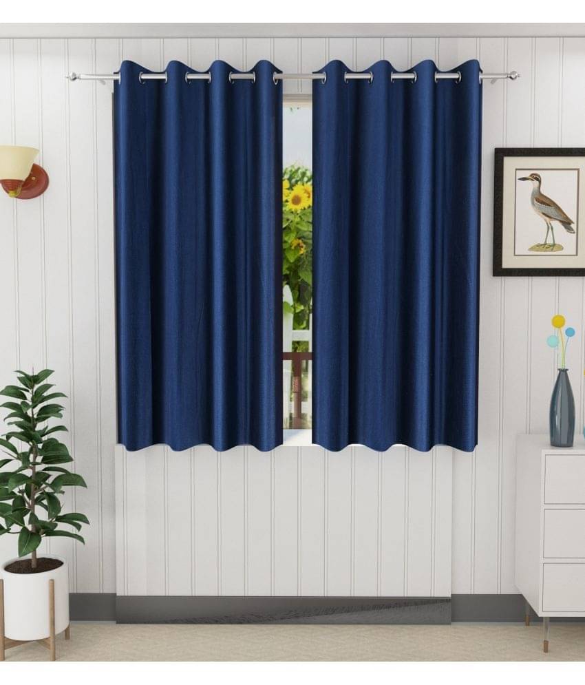 Panipat Textile Hub Solid Semi-Transparent Eyelet Door Curtain 7 ft Pack of 2 -Navy Blue Panipat Textile Hub Solid Semi-Transparent Eyelet Door Curtain 7 ft Pack of 2 -Navy Blue